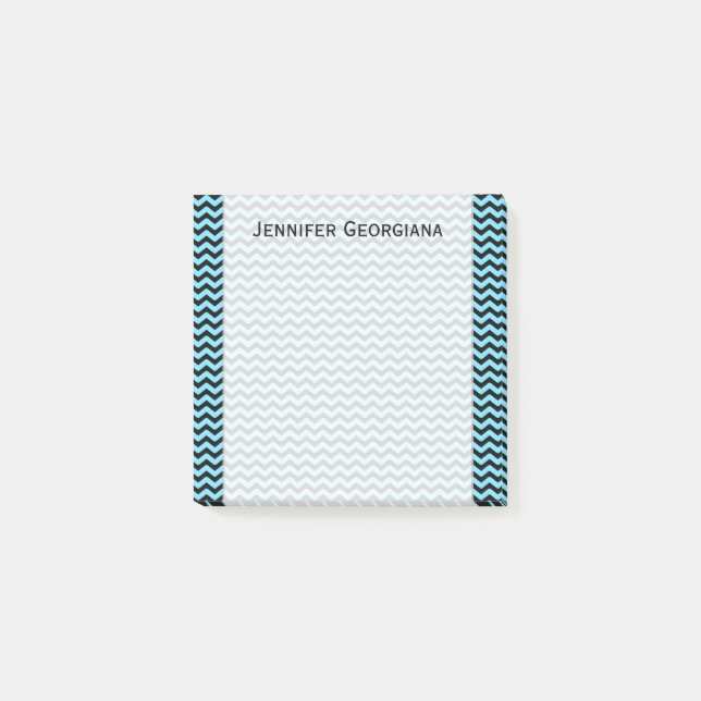 Light Blue & Black Wave Pattern + Custom Name Note (Front)