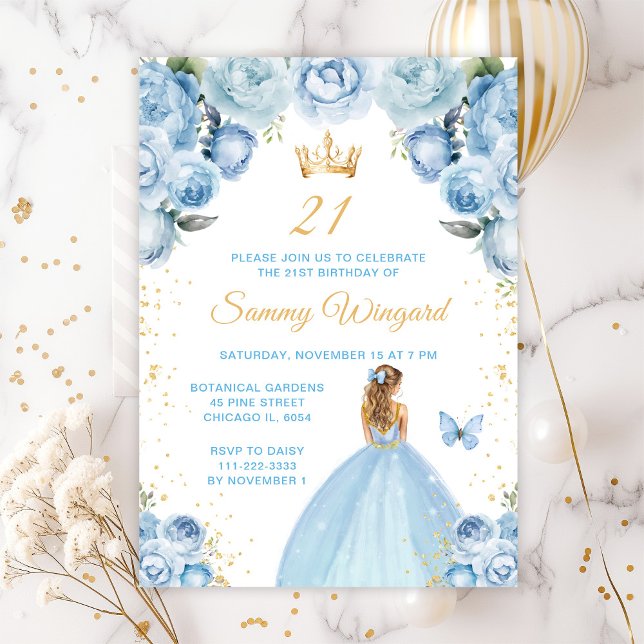 Light Blue Blonde Hair Princess Birthday Party Invitation (Creator Uploaded)