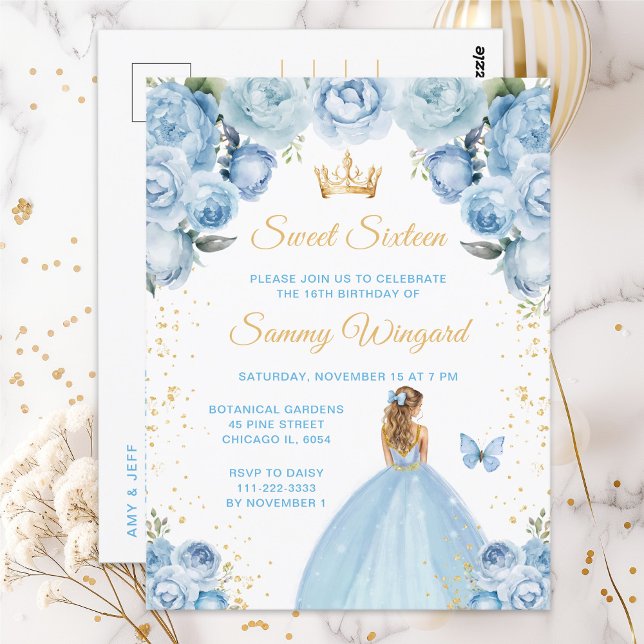 Light Blue Blonde Hair Princess Sweet Sixteen Postcard (Creator Uploaded)