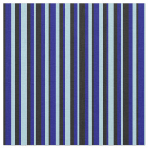 Light Blue, Blue & Black Coloured Stripes Fabric