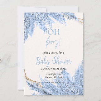 Light Blue Boho Baby Shower Invitation