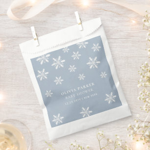 Light Blue Boho Winter Snowflake Baby Shower Favour Bags