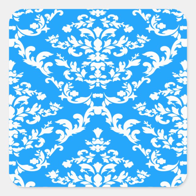 Light Blue Bold Damask at Emporiomoffa Square Sticker (Front)