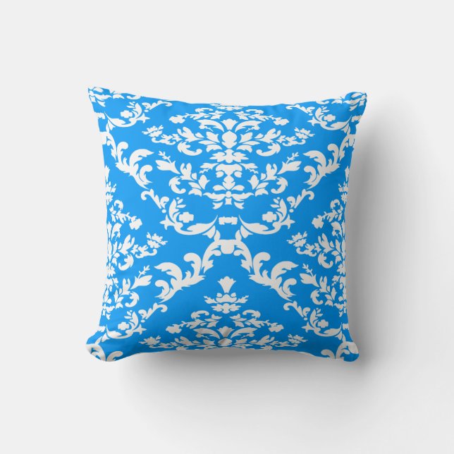 Light Blue Bold Damask @ Emporiomoffa Cushion (Front)