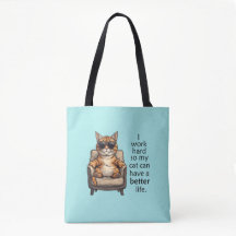 Light Blue Boss Cat Adorable Tote