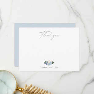 Light Blue Botanical Thank You Note Card
