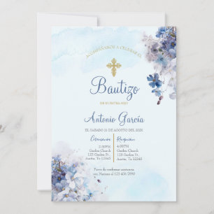 Light blue boy baptism invitation