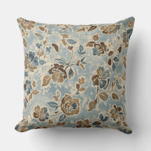 Light Blue Brown Cottage Floral