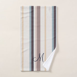 Light Blue, Brown & Ivory Simple Decorative  Bath Towel Set