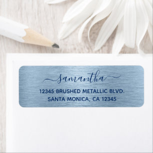 Light Blue Brushed Metallic Elegant Name