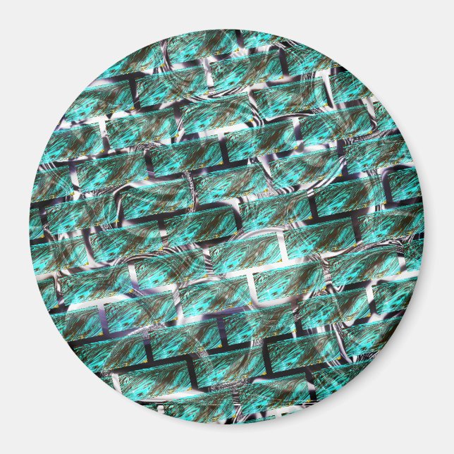 Light blue, bubbles upon grid or brick effect? magnet (Front)