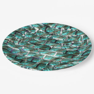 Light blue, bubbles upon grid or brick effect? paper plate
