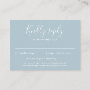 Light Blue Budget Modern Script Wedding RSVP Card