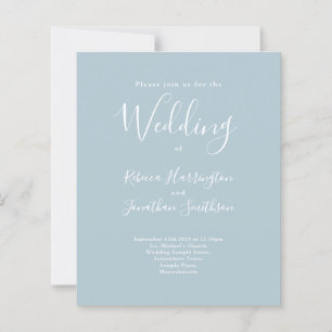 Light Blue Budget Modern Wedding RSVP Invitation