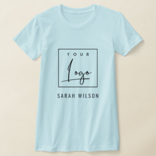 Light Blue Business Add Your Logo With Name T-Shirt