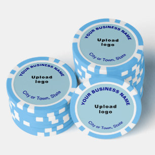 Light Blue Business Brand on Poker Chips
