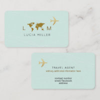 Light-Blue Business Card for a Travel Agent
