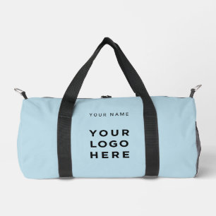 Light Blue Business Logo Name Instagram Fitness Duffle Bag