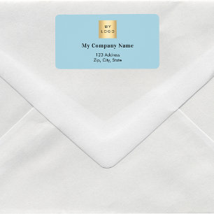 Light blue business logo return address label