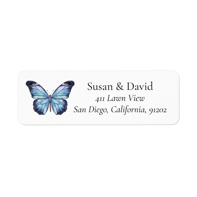 Light Blue Butterfly Address  (Front)