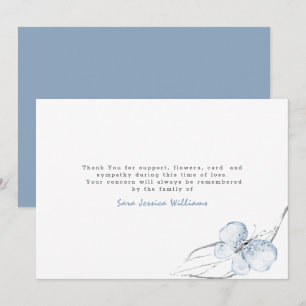 Light Blue Butterfly Funeral Thank You Card