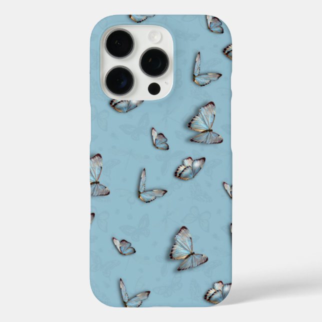 Light Blue Butterfly iPhone Case - Aesthetic cover (Back)