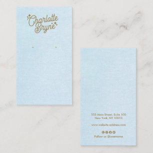 Light Blue Calligraphy Script Earring  Business  Business Card