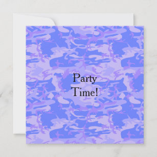 Light Blue Camouflage Party Flat Invitation Card
