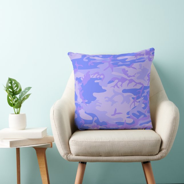 Light Blue Camouflage Pattern Cushion (Chair)