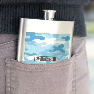 Light Blue Camouflage Pattern Military Hip Flask