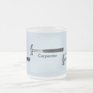 Light Blue Carpenter Construction Woodworker Frosted Glass Coffee Mug