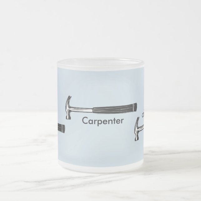 Light Blue |  Carpenter Construction Woodworker Frosted Glass Coffee Mug (Center)