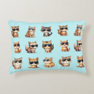 Light Blue Cat Design Adorable Decorative Cushion