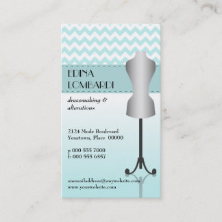 Light Blue Chevron Dress Form Business Card
