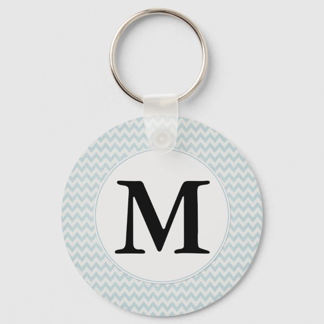 Light Blue Chevron Monogram Key Ring (Front)
