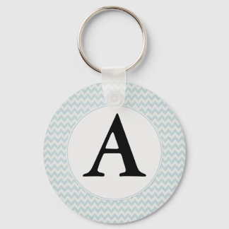 Light Blue Chevron Monogram Key Ring