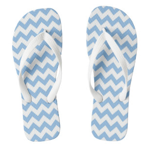Light Blue Chevron Patterned Flip Flops