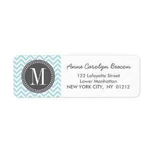 Light Blue Chevron Zigzag Personalised Monogram