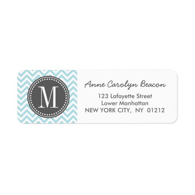 Light Blue Chevron Zigzag Personalised Monogram (Front)