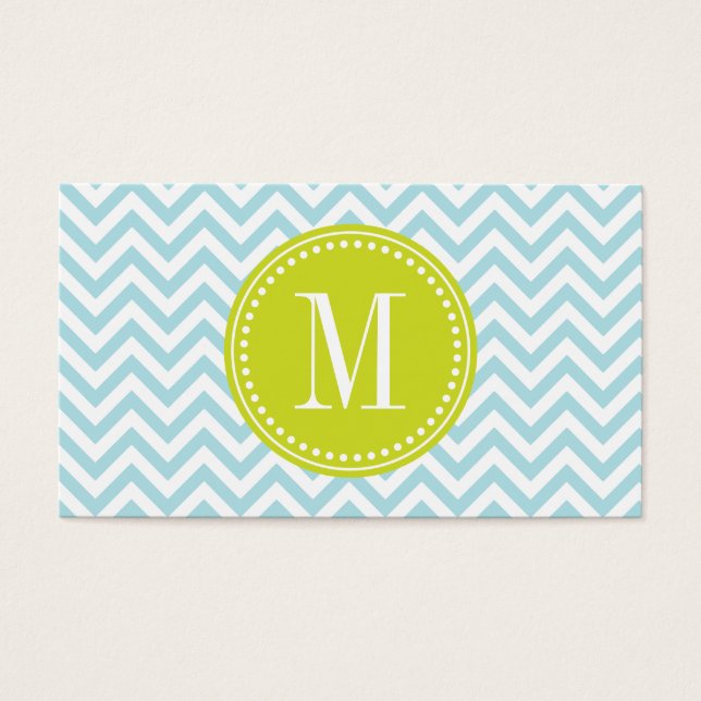 Light Blue Chevron Zigzag Personalised Monogram (Front)