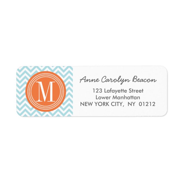 Light Blue Chevron Zigzag Personalised Monogram (Front)