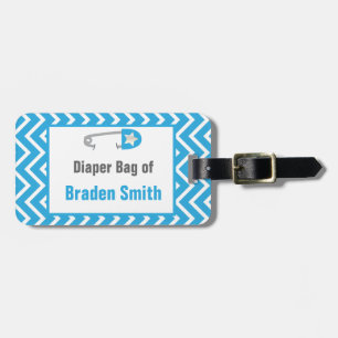 Light Blue Chevrons Baby Luggage Tag