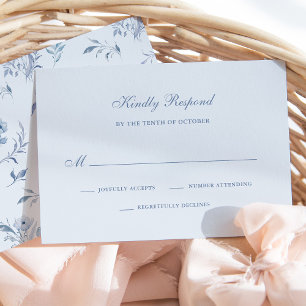 Light Blue Chinoiserie   Simple Wedding RSVP Card