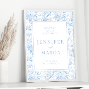 Light blue chinoiserie wedding welcome sign poster