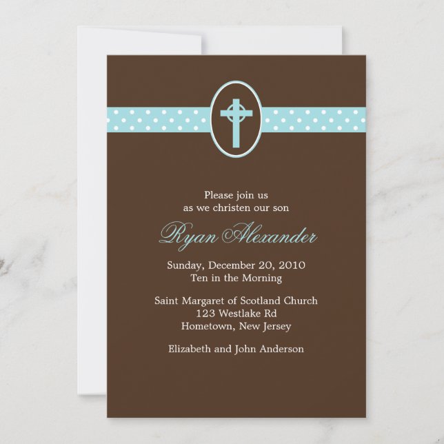 Light Blue Christening Invitation (Front)