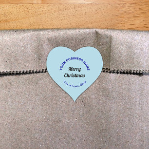 Light Blue Christmas Business Heart Shape Sticker