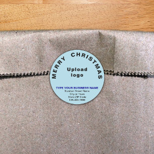 Light Blue Christmas Business Round Shape Sticker