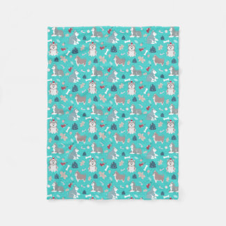 Light Blue Christmas Husky Dog Blanket