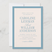 Light Blue Classic Elegant Wedding  Invitation