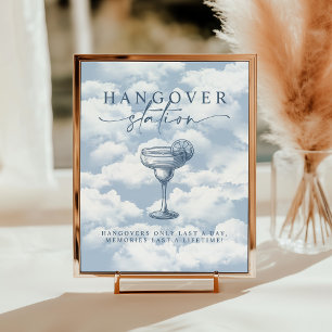 Light Blue Cloud Bachelorette Hangover Station Poster